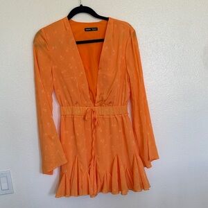 SHEIN Bright Orange Long Sleeve Dress